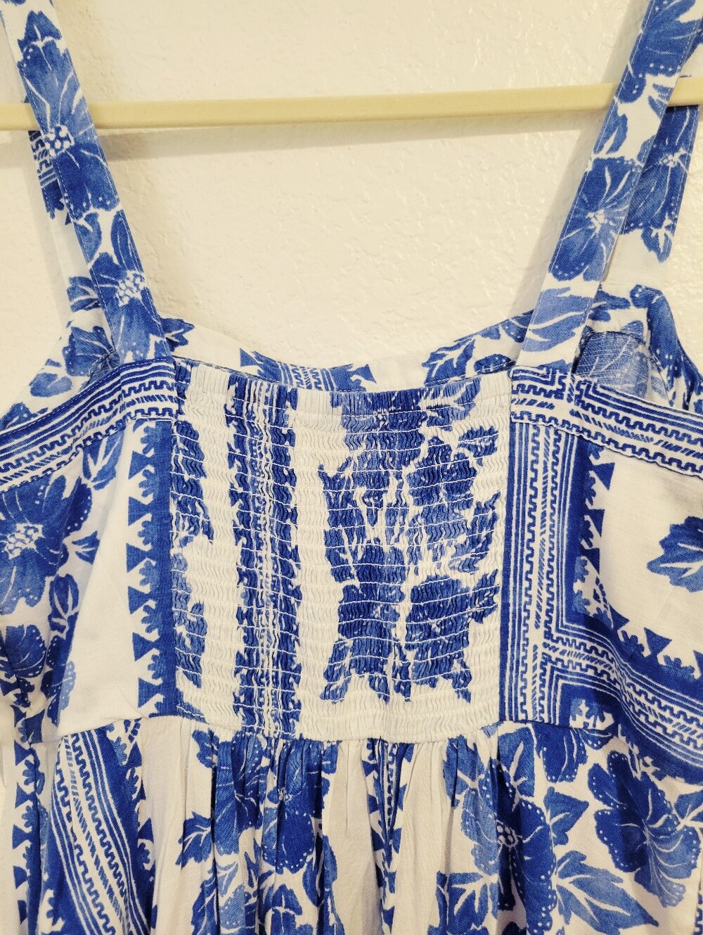 NWT Sonoma Blue White Mediteranean Print Maxi Sun Dress Medium - Picture 10 of 11